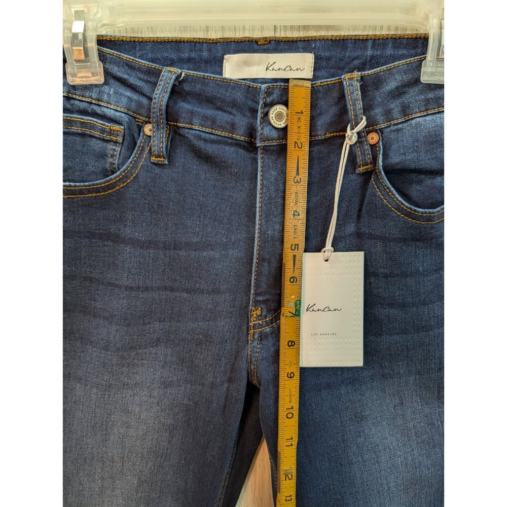 Kancan Jeans Womens 30 Blue Flared Mid Rise Dark Wash Denim 5 Pocket Jeans New - Picture 11 of 12